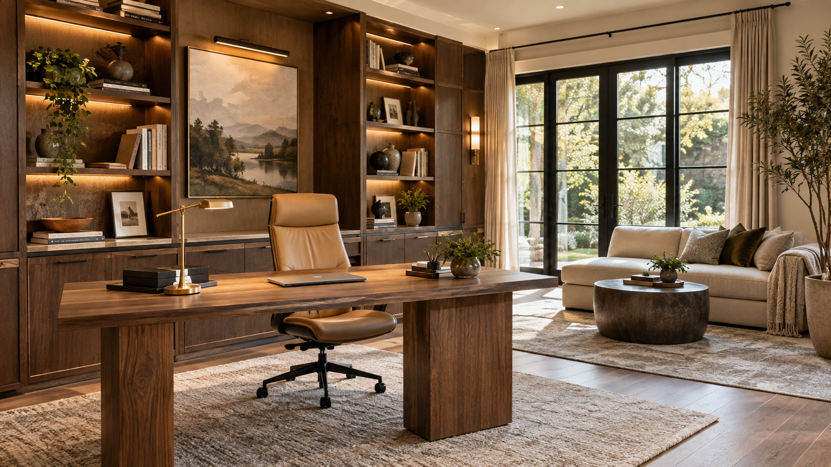 Decoração 2026: home office de luxo e espaços híbridos
