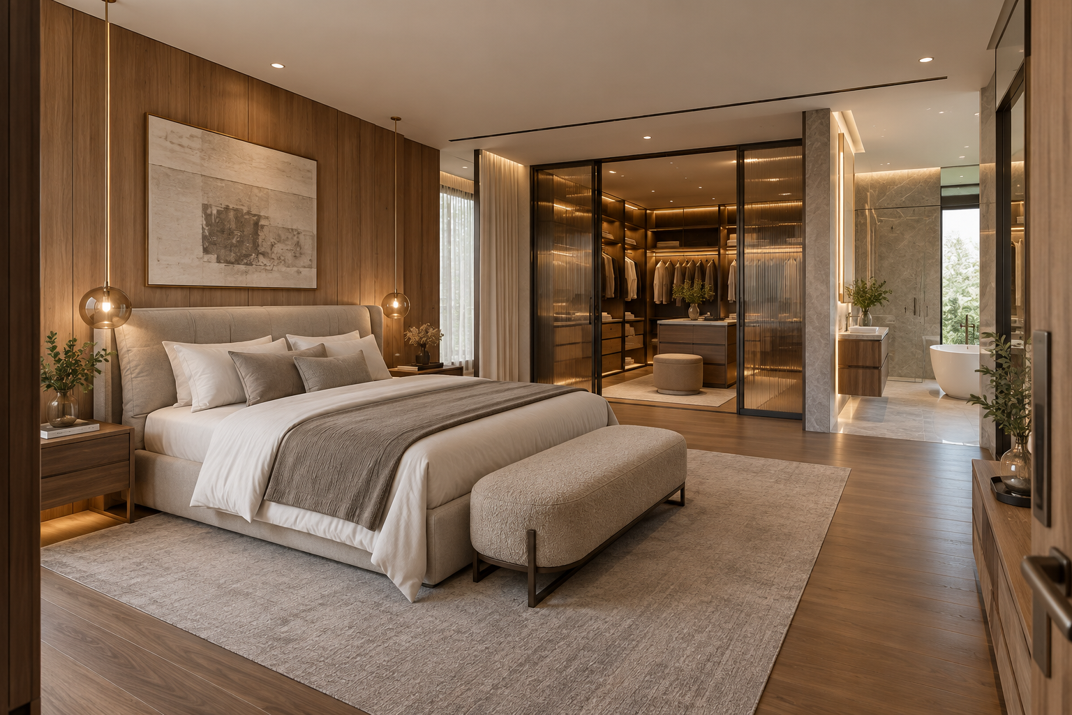Suíte Master com Closet e Banheiro Integrado: Layout Premium e Funcional