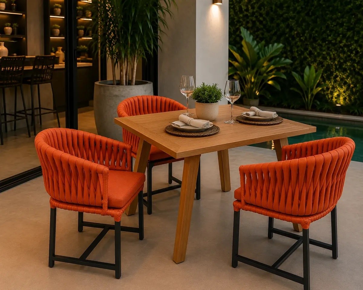 Kit 3 Poltronas Ibiza Externas em Alumínio e Corda Náutica Premium